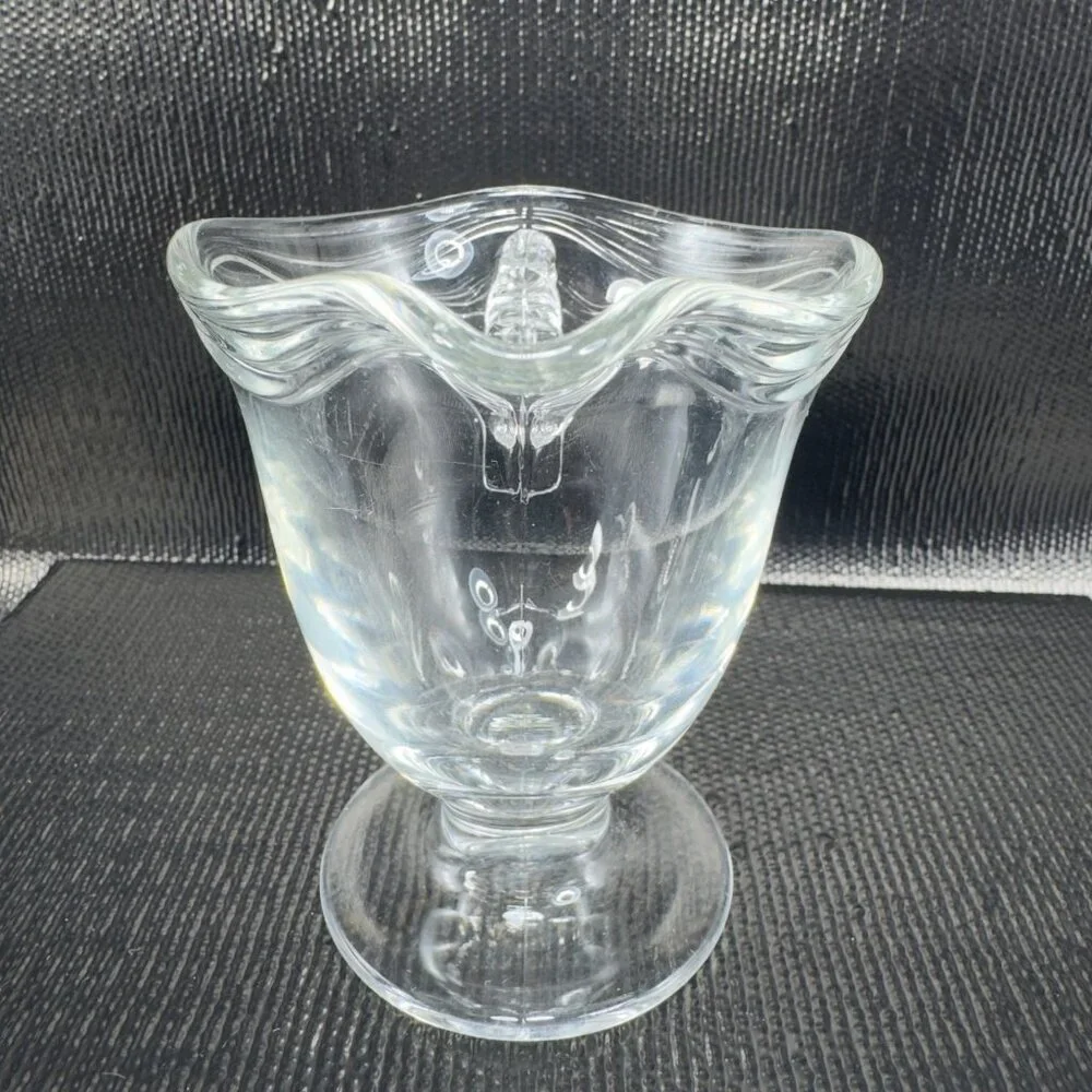 1930s Fostoria Coronet Clear Glass Creamer Small Pitcher Manganese 365nm UV Glow